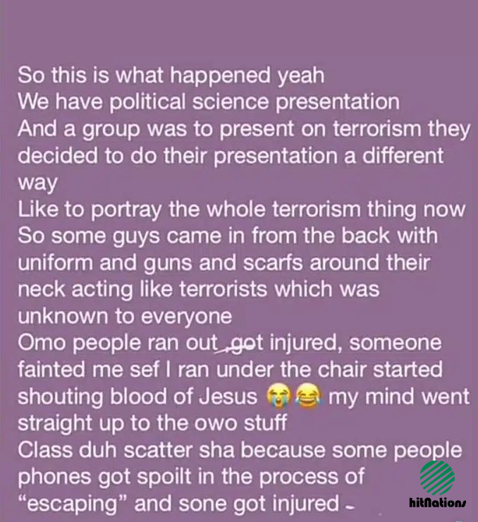 AAUA Students Dressed As Bandits Storm Class For A Presentation On Terrorism
