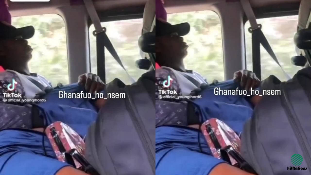 Ghanian man caught smooching his girlfriend in a public bus filled with passengers