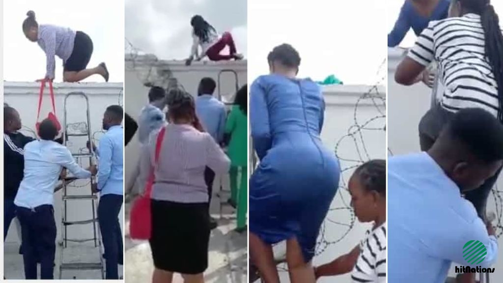 Naira scarcity: Bank officials escapes through fence as customers get desperate over cash withdrawal in Delta (Video)